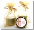 Gold Glitter Cross Pink - Baptism / Christening Gold Tin Candle Favors thumbnail