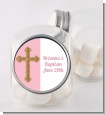 Gold Glitter Cross Pink - Personalized Baptism / Christening Candy Jar thumbnail
