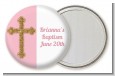 Gold Glitter Cross Pink - Personalized Baptism / Christening Pocket Mirror Favors thumbnail
