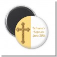 Gold Glitter Cross Yellow - Personalized Baptism / Christening Magnet Favors thumbnail