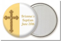 Gold Glitter Cross Yellow - Personalized Baptism / Christening Pocket Mirror Favors