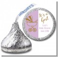 Gold Glitter Lavender Carriage - Hershey Kiss Baby Shower Sticker Labels thumbnail