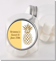 Gold Glitter Pineapple - Personalized Birthday Party Candy Jar