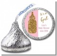 Gold Glitter Pink Baby Bottle - Hershey Kiss Baby Shower Sticker Labels thumbnail