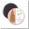 Gold Glitter Pink Baby Bottle - Personalized Baby Shower Magnet Favors thumbnail