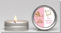Gold Glitter Pink Carriage - Baby Shower Candle Favors
