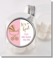 Gold Glitter Pink Carriage - Personalized Baby Shower Candy Jar thumbnail