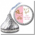 Gold Glitter Pink Carriage - Hershey Kiss Baby Shower Sticker Labels thumbnail