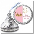 Gold Glitter Pink Crown - Hershey Kiss Baby Shower Sticker Labels thumbnail