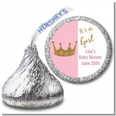 Gold Glitter Pink Crown - Hershey Kiss Baby Shower Sticker Labels