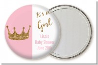 Gold Glitter Pink Crown - Personalized Baby Shower Pocket Mirror Favors
