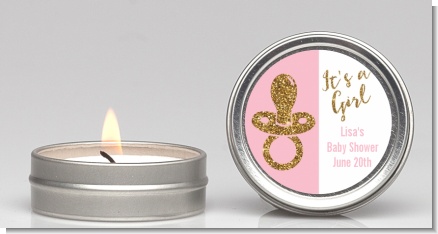 Gold Glitter Pink Pacifier - Baby Shower Candle Favors