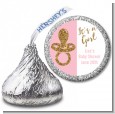 Gold Glitter Pink Pacifier - Hershey Kiss Baby Shower Sticker Labels thumbnail