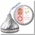 Gold Glitter Pink Rattle - Hershey Kiss Baby Shower Sticker Labels thumbnail