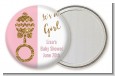 Gold Glitter Pink Rattle - Personalized Baby Shower Pocket Mirror Favors thumbnail