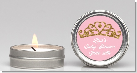 Gold Glitter Pink Tiara - Baby Shower Candle Favors