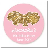 Gold Glitter Tutu - Round Personalized Birthday Party Sticker Labels
