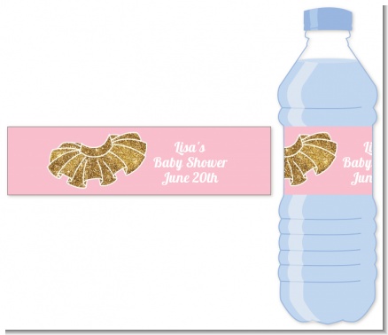 Gold Glitter Tutu - Personalized Baby Shower Water Bottle Labels