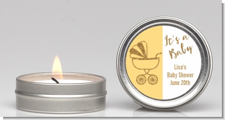 Gold Glitter Yellow Carriage - Baby Shower Candle Favors