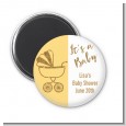 Gold Glitter Yellow Carriage - Personalized Baby Shower Magnet Favors thumbnail