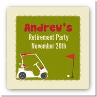 Golf Cart - Square Personalized Retirement Party Sticker Labels
