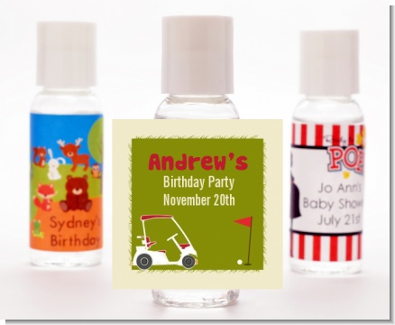 Golf Cart - Personalized Birthday Party Hand Sanitizers Favors
