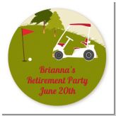 Golf Cart - Round Personalized Retirement Party Sticker Labels