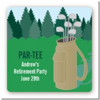 Golf - Square Personalized Retirement Party Sticker Labels