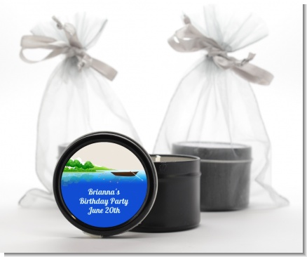 Gone Fishing - Birthday Party Black Candle Tin Favors