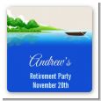 Gone Fishing - Square Personalized Retirement Party Sticker Labels thumbnail