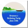 Gone Fishing - Round Personalized Birthday Party Sticker Labels thumbnail