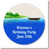Gone Fishing - Round Personalized Birthday Party Sticker Labels