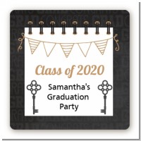 Grad Keys to Success - Square Personalized Graduation Party Sticker Labels