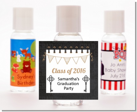 Grad Keys to Success - Personalized Graduation Party Hand Sanitizers Favors