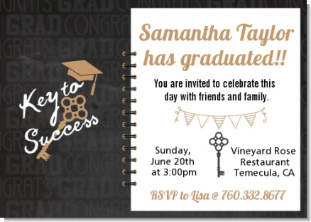 Grad Keys to Success - Graduation Party Invitations