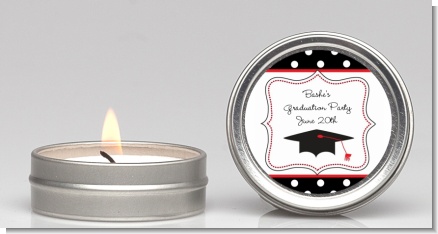 Graduation Cap Black & Red - Graduation Party Candle Favors