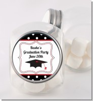 Graduation Cap Black & Red - Personalized Graduation Party Candy Jar