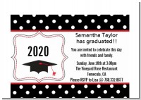 Graduation Cap Black & Red - Graduation Party Petite Invitations