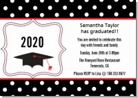 Graduation Cap Black & Red - Graduation Party Invitations