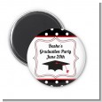 Graduation Cap Black & Red - Personalized Graduation Party Magnet Favors thumbnail