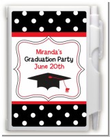Graduation Cap Black & Red - Graduation Party Personalized Notebook Favor