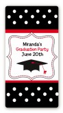 Graduation Cap Black & Red - Custom Rectangle Graduation Party Sticker/Labels