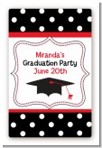 Graduation Cap Black & Red - Custom Large Rectangle Graduation Party Sticker/Labels