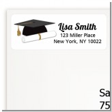 Graduation Cap Black Faux Glitter - Graduation Party Return Address Labels