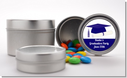 Graduation Cap Blue - Custom Graduation Party Favor Tins