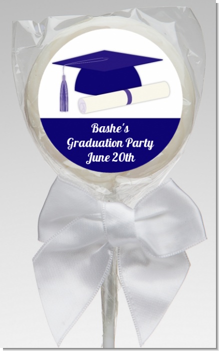 Graduation Cap Blue - Personalized Graduation Party Lollipop Favors