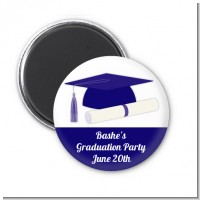 Graduation Cap Blue - Personalized Graduation Party Magnet Favors