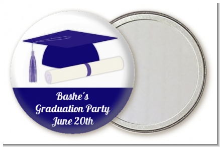 Graduation Cap Blue - Personalized Graduation Party Pocket Mirror Favors