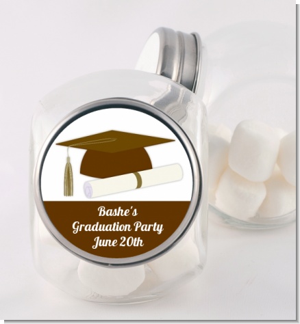 Graduation Cap Brown - Personalized Graduation Party Candy Jar
