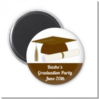 Graduation Cap Brown - Personalized Graduation Party Magnet Favors